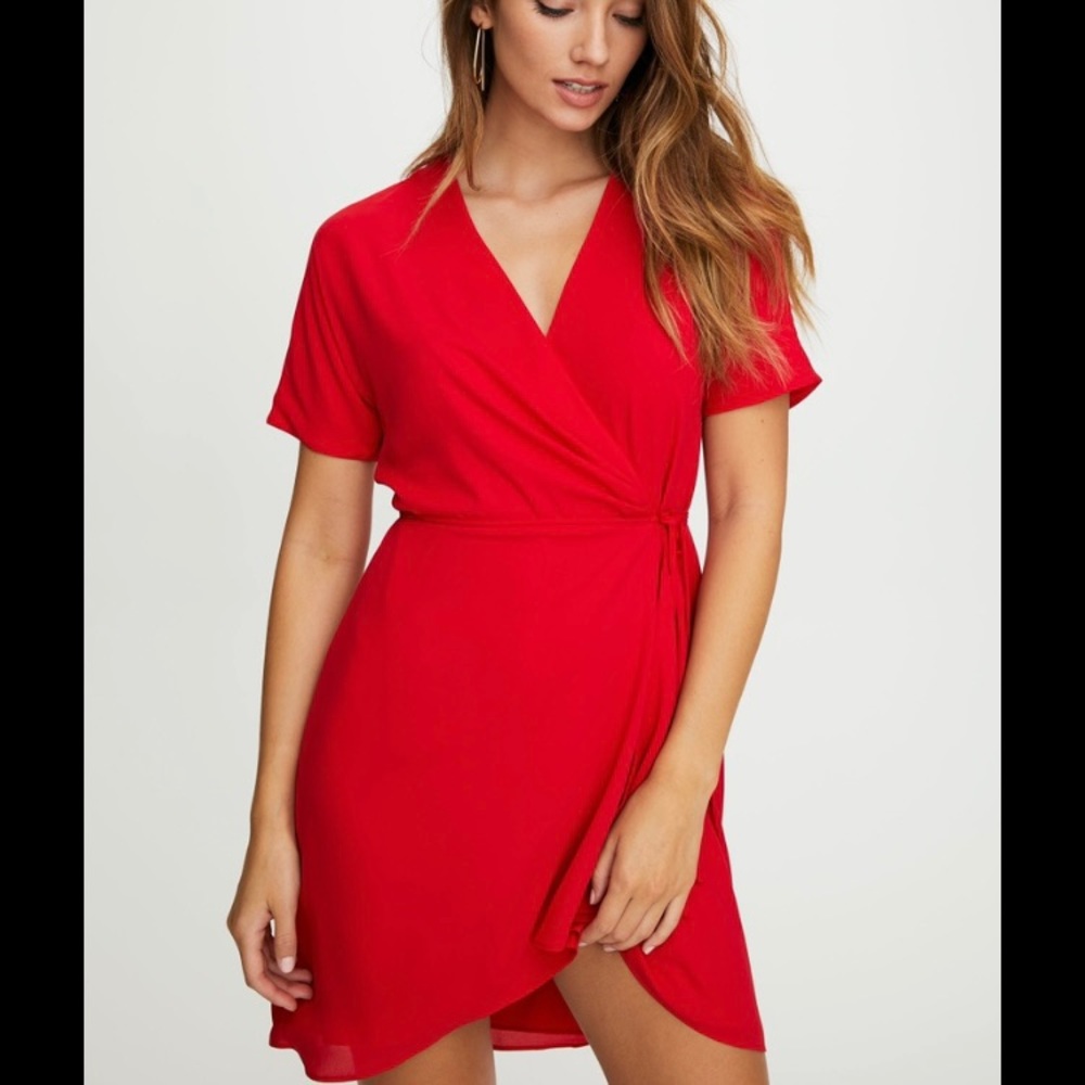 Red Wrap Mini Dress - Classic Women's Style